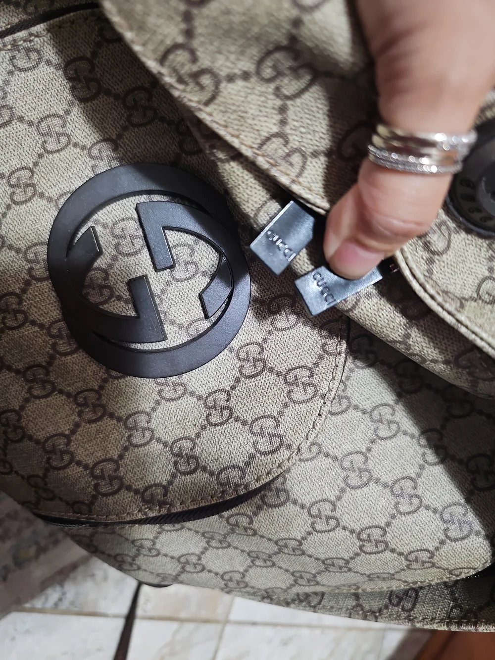 Gucci Beige/Brown GG Supreme Canvas Interlocking G Backpack